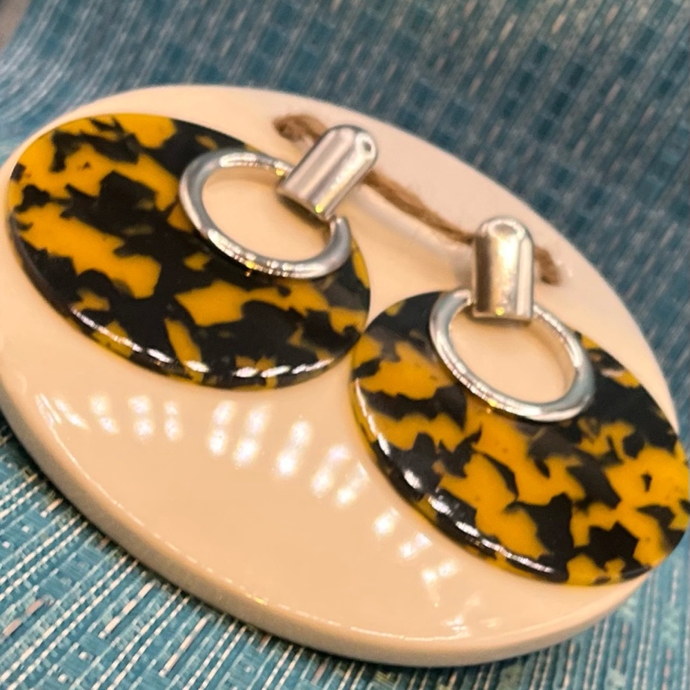 Marbled Gold & Black Dangle Earring